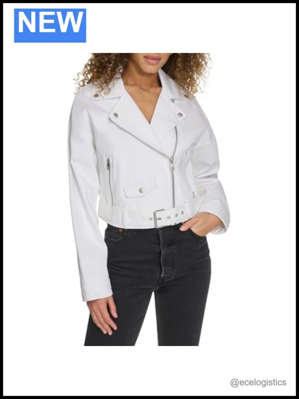 Cropped Denim Moto Jacket with Removable Belt